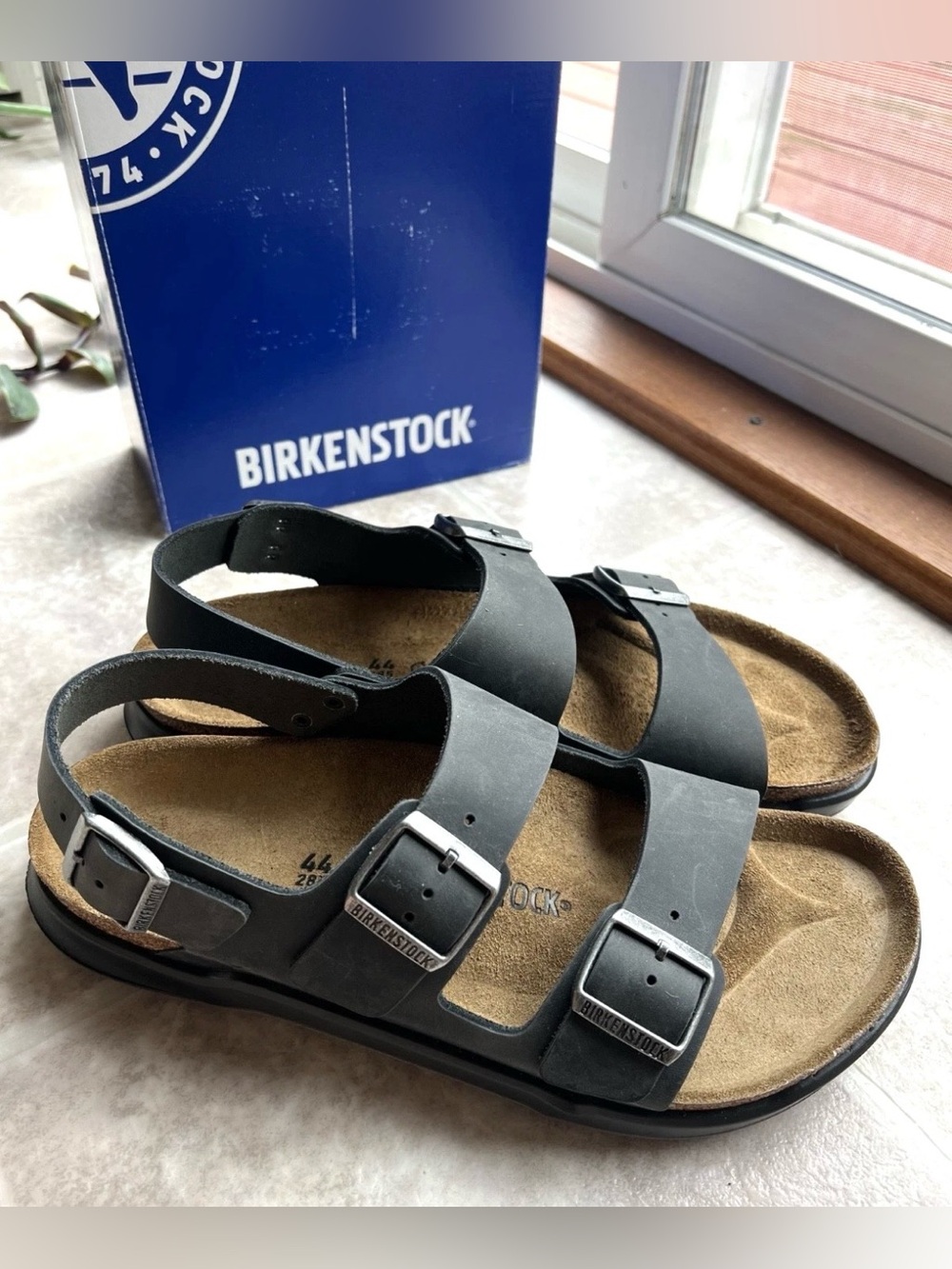 Birkenstock 💅 Milano Black Oiled Leather Sandals Size 7 7.5 (38) NEW